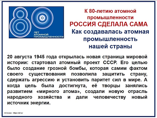 К 80-летию атомной промышленности